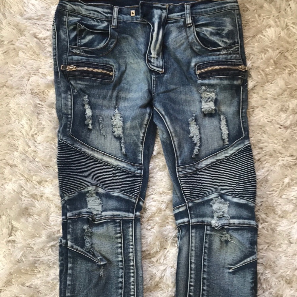 * Denim Biker Jeans (Slim Cut  size 38